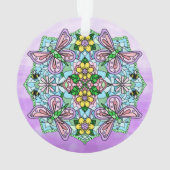 Roze Butterflies Mandala kerstversiering Ornament (achterkant)