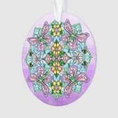 Roze Butterflies Mandala kerstversiering Ornament (voorkant)