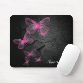 Roze Butterflies on Black Rock Muismat (Met muis)