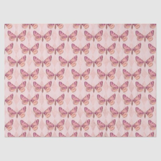 Roze Butterflies op Gecontroleerde Ontkoppeling Tissuepapier (Voorkant)