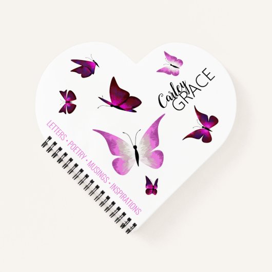 Roze Butterflies Personeelsblad Notitieboek (Voorkant)