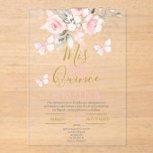 Roze Butterflies Quinceañera Acryl Uitnodigingen (Voorkant)