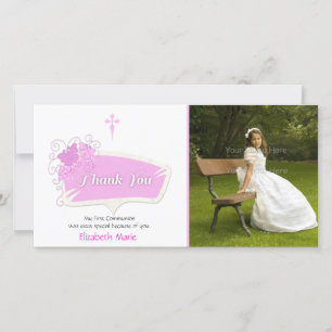 Roze Butterflies Religieuze Fotokaart Bedankkaart