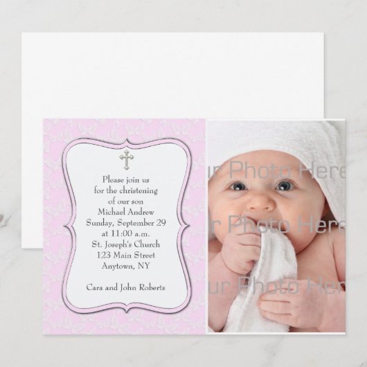 Roze Butterflies Religieuze Fotokaart Kaart (Voorkant / Achterkant)