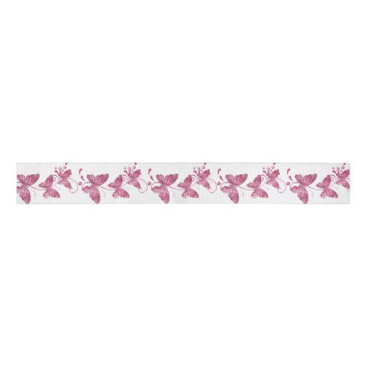 Roze Butterflies Ribbon Spool Grosgrain Lint (Voorkant)