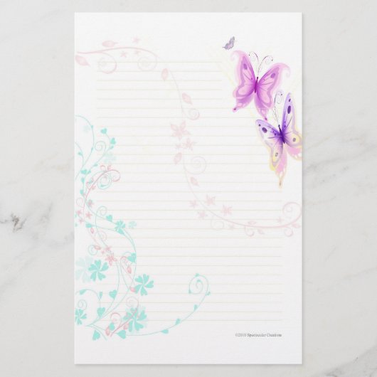 Roze Butterflies Stationery Briefpapier (Voorkant)
