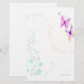 Roze Butterflies Stationery Briefpapier (Voorkant / Achterkant)