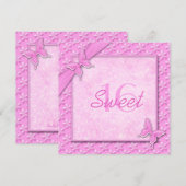 Roze Butterflies Sweet Sixteen Uitnodiging (Voorkant / Achterkant)