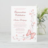 Roze Butterflies & Swirls Quinceanera Kaart (Staand voorkant)