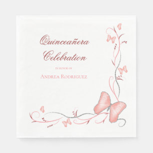 Roze Butterflies & Swirls Quinceañera Servet