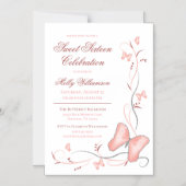 Roze Butterflies & Swirls Sweet 16 Magnetische Uitnodiging (Voorkant)