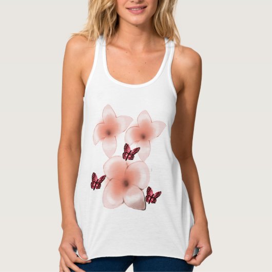 Roze Butterflies Tanktop (Voorkant)