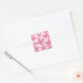 Roze Butterflies Vierkante Sticker (Envelop)