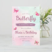 Roze Butterflies Young Birthday Kaart (Staand voorkant)