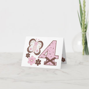 Roze Butterfly 4th Birthday Fill-in Invitation