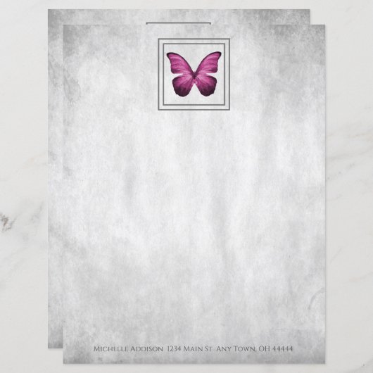 Roze Butterfly — Aangepast papierblad (Voorkant / Achterkant)