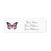 Roze Butterfly Aangepaste Adresetiketten Etiket (Voorkant)