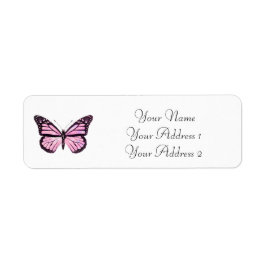 Roze Butterfly Aangepaste Adresetiketten Etiket