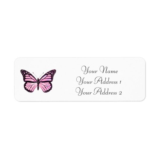 Roze Butterfly Aangepaste Adresetiketten Etiket (Voorkant)
