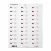 Roze Butterfly Aangepaste Adresetiketten Etiket (Full Sheet)
