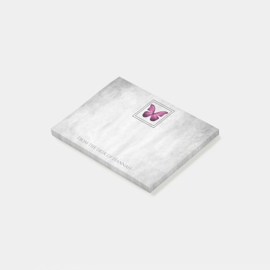 Roze Butterfly Aangepaste notities Post-it® Notes (Schuin)