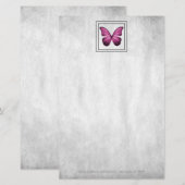 Roze Butterfly — Aangepaste schrijfbenodigdheden Briefpapier (Voorkant / Achterkant)