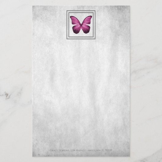 Roze Butterfly — Aangepaste schrijfbenodigdheden Briefpapier (Voorkant)
