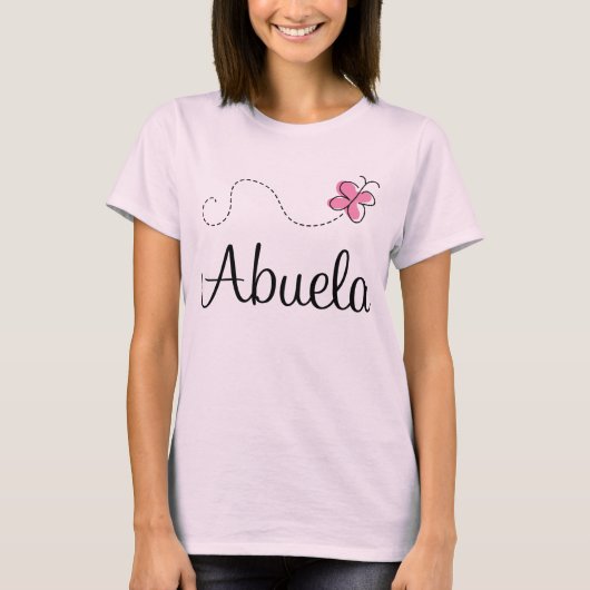 Roze Butterfly Abuela Gift T-shirt (Voorkant)