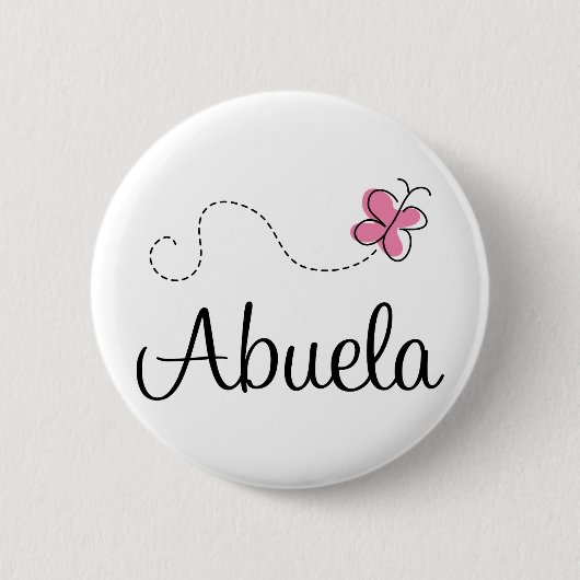 Roze Butterfly Abuela Gift T-shirt Ronde Button 5,7 Cm (Voorkant)