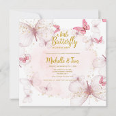 Roze Butterfly Baby shower Invitation Kaart (Voorkant)