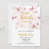 Roze Butterfly Baby shower Invitation Kaart (Voorkant)