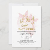 Roze Butterfly Baby shower Invitation Kaart (Voorkant)