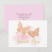 Roze Butterfly Baby shower Uitnodiging Hartelijk d (Voorkant / Achterkant)