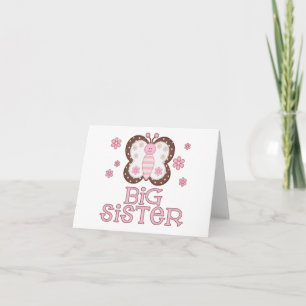 Roze Butterfly Big Sister Blank Card Kaart