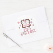 Roze Butterfly Big Sister Ronde Sticker (Envelop)