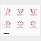 Roze Butterfly Big Sister Ronde Sticker (Vel)