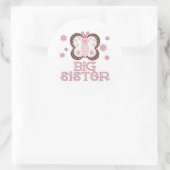 Roze Butterfly Big Sister Ronde Sticker (Tas)