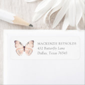Roze Butterfly Birthday Party Return Address Etiket (Insitu)