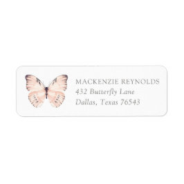 Roze Butterfly Birthday Party Return Address Etiket