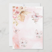 Roze Butterfly Boho Flowers 1st Birthday Floral Kaart (Achterkant)