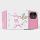 Roze Butterfly Breast Cancer iPhone case (Achterkant (horizontaal))
