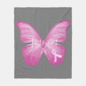 Roze Butterfly Breast Cancer Survivor Fleece Deken (Voorkant)