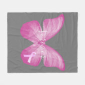 Roze Butterfly Breast Cancer Survivor Fleece Deken (Voorkant (Horizontaal))