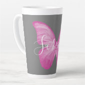 Roze Butterfly Breast Cancer Survivor Latte Mok (Linkerhoek)