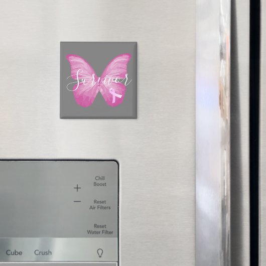 Roze Butterfly Breast Cancer Survivor Magneet (Insitu (Koelkast))