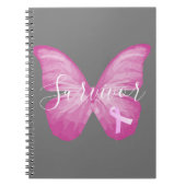 Roze Butterfly Breast Cancer Survivor Notitieboek (Voorkant)