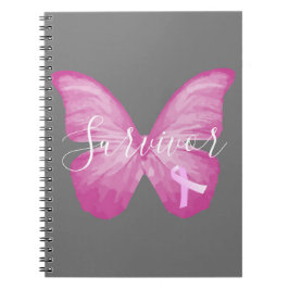 Roze Butterfly Breast Cancer Survivor Notitieboek