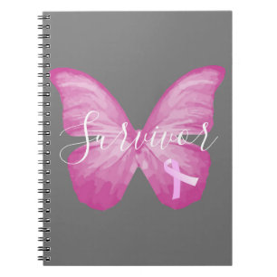 Roze Butterfly Breast Cancer Survivor Notitieboek