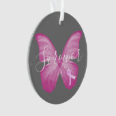 Roze Butterfly Breast Cancer Survivor Ornament (voorkant)