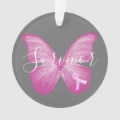 Roze Butterfly Breast Cancer Survivor Ornament (voorkant)
